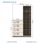 Cômoda Estilo 1 Porta 4 Gavetas com Espelho Castanho/Off white Santos Andirá