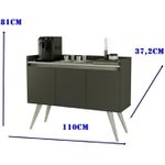Aparador Buffet Gold 3 Portas Pes Palito Preto/Mel Primus