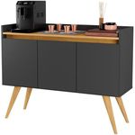 Aparador Buffet Gold 3 Portas Pes Palito Preto/Mel Primus