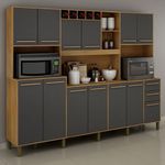 Armario de Cozinha Petra 11 Portas 2 Gavetas Cinamomo/Off White Valde Moveis
