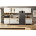 Armario de Cozinha Ravena 15 Portas 2 Gavetas Freijo/Off White Nicioli