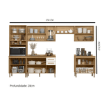 Armario de Cozinha Ravena 15 Portas 2 Gavetas Freijo/Off White Nicioli