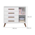 Comoda Sapateira Retro 1 Porta 4 Gavetas Branco Qmovi