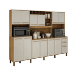 Armario de Cozinha Agata 12 Portas Cinamomo/Off white Valde Moveis