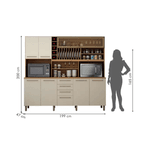 Armario de Cozinha Maranella 6 Portas 4 Gavetas Cinamomo/Off White Valde Moveis