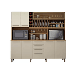 Armario de Cozinha Maranella 6 Portas 4 Gavetas Cinamomo/Off White Valde Moveis