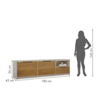 Rack Bancada Genova 180cm 2 Portas Off white/Cinamomo Valde Moveis