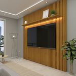 Painel Nobre para TV até 75" Ripado com Led Naturale Gelius