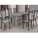 Mesa De Jantar Paris com 6 Cadeiras Base Granito Preto Teixeira