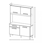 Armário de Cozinha Compacta 4 Portas 1 Gaveta Atacama/Off white Aramóveis