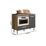 Balcão Fit para Cooktop com 1 Porta e 1 Gaveta Carvalho/Chumbo Nicioli