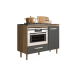 Balcão Fit para Cooktop com 1 Porta e 1 Gaveta Carvalho/Chumbo Nicioli
