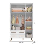 Guarda Roupa Retrô 3 Portas 2 Gavetas Pés Palito Branco Qmovi