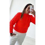 Blusa Tricô Detalhe Trança Neon Laranja
