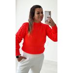 Blusa Tricô Detalhe Trança Neon Laranja