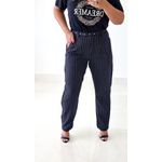 Calça Linho Risca de Giz Preta