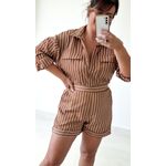 Conj. Kobe Short Camisa Listrado Marrom