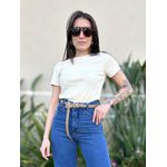 Blusa Baby Look Fiona Manga Curta CREME