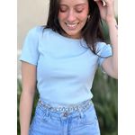Blusa Baby Look Fiona Manga Curta AZUL CLARO
