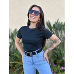 Blusa Baby Look Fiona Manga Curta PRETO