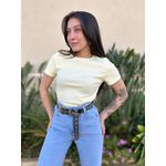 Blusa Baby Look Fiona Manga Curta BEGE CLARO