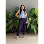 Calça Alfaiataria Isabel com Costura Frontal AZUL MARINHO