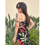 Vestido Curto Violeta ESTAMPADO PRETO COM ROSA
