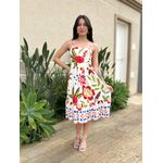 Vestido Curto Violeta ESTAMPADO OFF WHITE COM VERMELHO