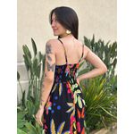 Vestido Iolanda ESTAMPADO PRETO COM ROSA