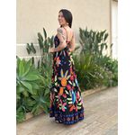 Vestido Iolanda ESTAMPADO PRETO COM ROSA