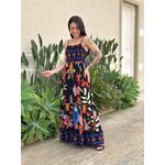 Vestido Iolanda ESTAMPADO PRETO COM ROSA
