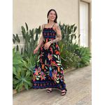 Vestido Iolanda ESTAMPADO PRETO COM ROSA