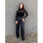Wide Leg em Couro Fake PRETO