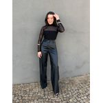 Wide Leg em Couro Fake PRETO