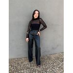 Wide Leg em Couro Fake PRETO