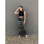 Saia Midi em Paetes PRETO COM PRATA