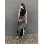 Saia Midi em Paetes PRETO COM PRATA