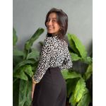 Body em Tule Animal Print BRANCO COM PRETO