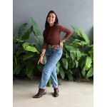Body Manga Longa Costas Nua MARROM
