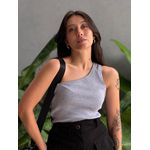 Blusa Nula Manga em Malha Ribana CINZA MESCLA