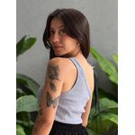 Blusa Nula Manga em Malha Ribana CINZA MESCLA