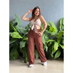 Calça Cargo Elástico no Cós MARROM