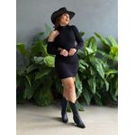 Vestido Curto Malha Ribana Aberto nas Laterais PRETO