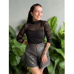 Shorts Couro Fake com Cinto CINZA CHUMBO