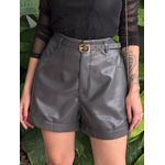 Shorts Couro Fake com Cinto CINZA CHUMBO