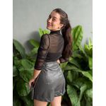 Shorts Couro Fake com Cinto CINZA CHUMBO