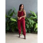Conjunto Maitê Blusa e Calça em Alfaiataria VINHO