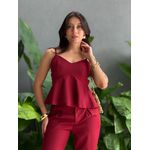 Conjunto Maitê Blusa e Calça em Alfaiataria VINHO