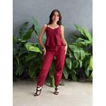 Conjunto Maitê Blusa e Calça em Alfaiataria VINHO