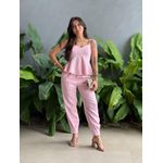 Conjunto Maitê Blusa e Calça em Alfaiataria ROSA CLARO